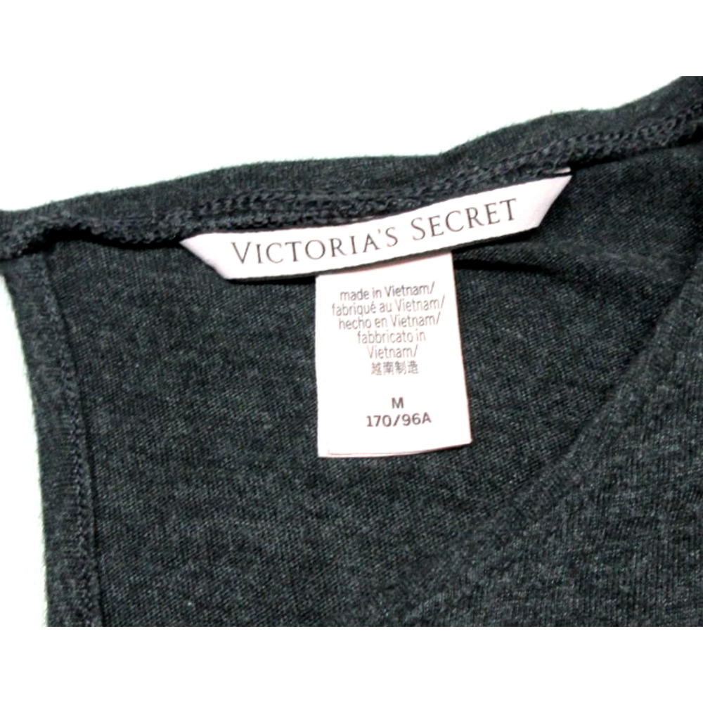 VICTORIAS SECRET Womens Medium Love Heart Keyhole Gray Lounge Sleep Shirt Tunic - Picture 2 of 6